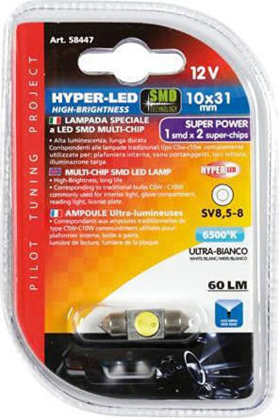 Lampa Λάμπες Αυτοκινήτου Υπερ-LED SMD με 2 τσιπς SV8.5-8 Canbus LED 6500K Ψυχ...