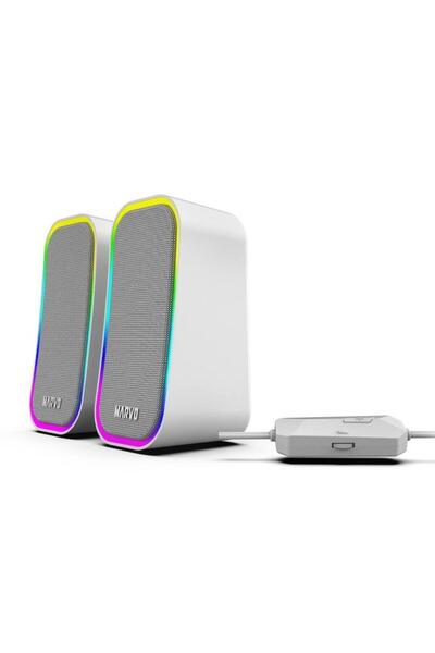 MARVO Boxe de gaming Havoc 20, cu fir, USB, iluminare RGB (gri)