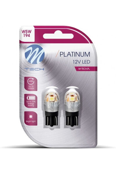 M-TECH Λάμπες Αυτοκινήτου T10 / W5W Canbus LED Λευκό 12V 1W 2 τεμάχια