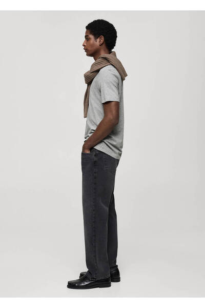 MANGO Man %100 pamuklu yaka slim fit tişört
