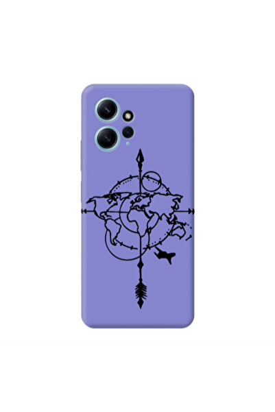 Other Xiaomi Redmi Note 12 4G Old Map Purple Colored Silicone TPU Θήκη