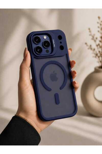 Case I PHONE 17 PRO MAX Lacivert Lensli Standlı Kılıf