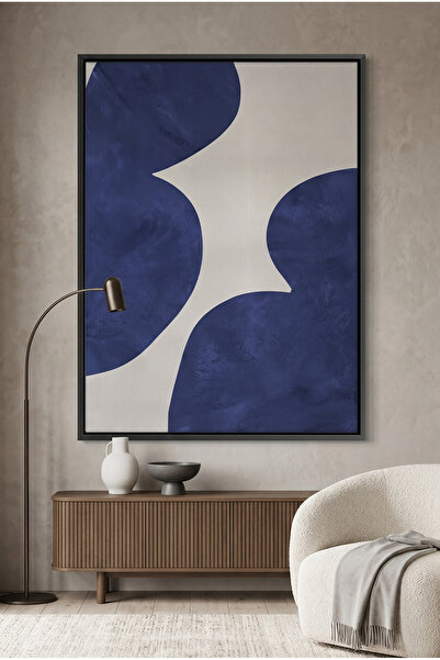 Jasmine Art Modern Blue and Beige Geometric Wall Art | Framed Canvas Print | ...