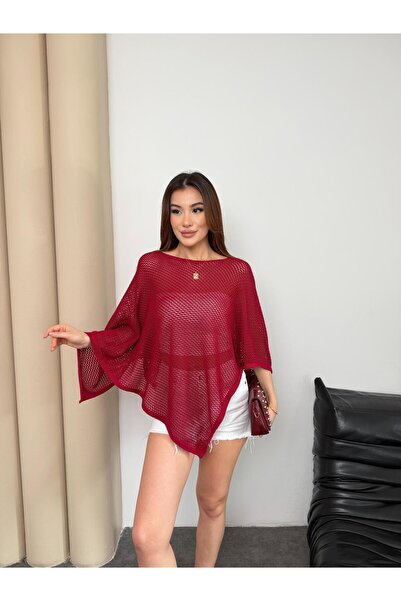 ZABİRA GİYİM Kadın Oversize Ajurlu File Triko panço – Yazlık Plaj Pareosu Salaş