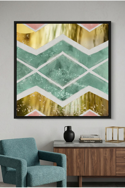 Jasmine Art Bohemian Gold Geometric Wall Art | Framed Canvas Print with Gold ...