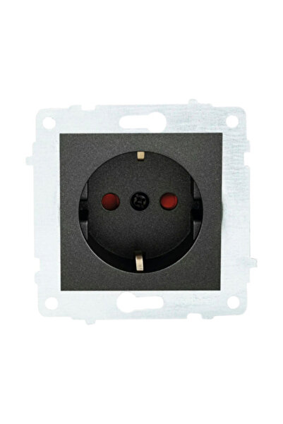 OEM Priză simplă cu împământare Ovivo Quantum, protecție copii,negru