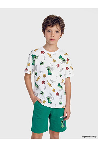 LC Waikiki NEVAVM Difference Minecraft majica za dečake sa printom