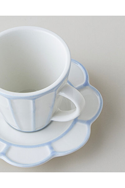English Home Soft Cloud Stoneware 4 Piece 2 Person Coffee Cup Set 70 ml Light Blue