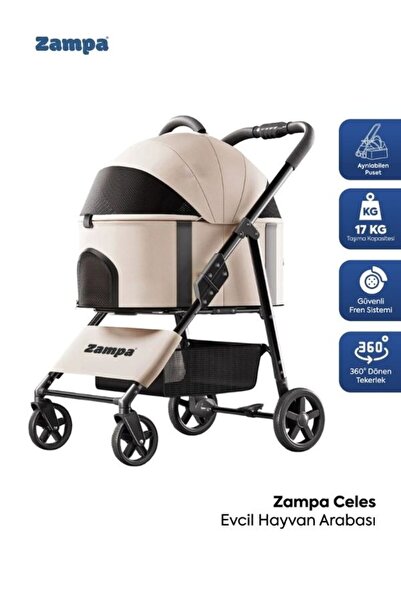 Zampa LD02X-I Celes Premium Kedi & Köpek Arabası Fildişi Grisi