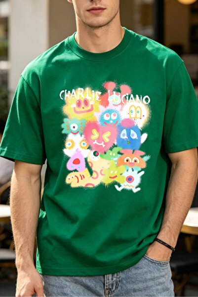 Fleck Casual Style T Shirts For Men Charlie Lucano Colorful Cartoon Character...