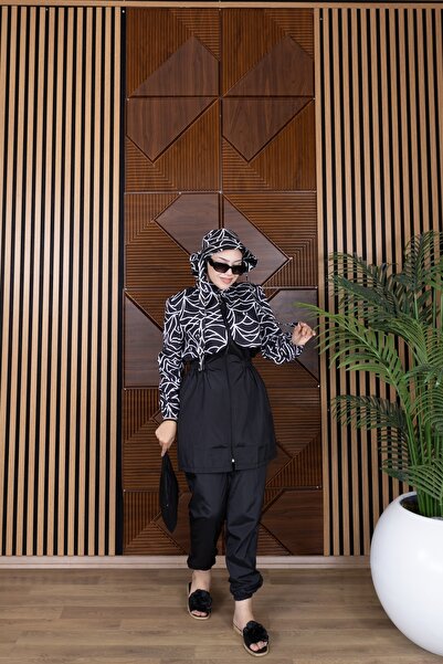 GAVLİA Women's Hijab Swimsuit Set of 5 with Full Zipper.