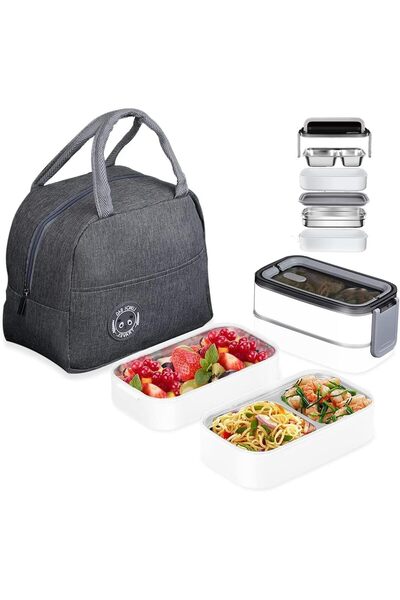 Arabest Lunch Box,3 Compartments Stainless Steel Insulated Lunchbox,Food Stor...