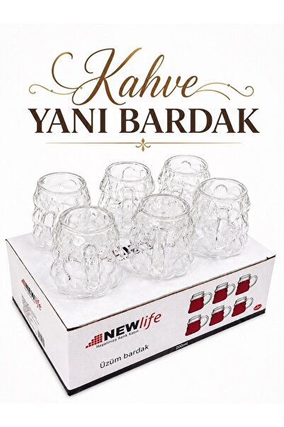 New Life 6'lı Kahve Yanı Su Bardağı Üzüm Bardak