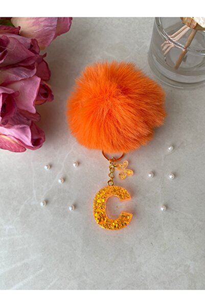 Bellinzona C Letter Vip Orange Orange Glitter Charm&Keychain [with Pompom Opt...