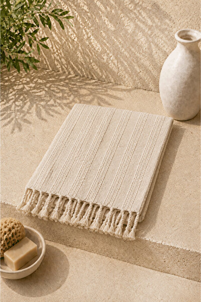 Defne&Apollon İpekçilik Handwoven Cotton - Linen Peshtemal 95 X 200 cm Cream ...