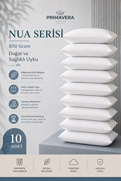 Primavera Home Primavera Nua Serisi 10'lu Yastık Silikonize Elyaf Dolgulu Yum...