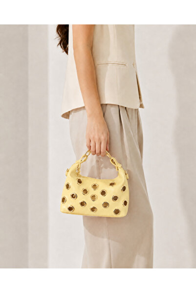zetus Bella Yellow Eyelet Detailed Women's Hand and Shoulder Bag