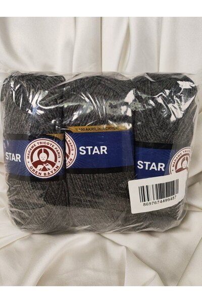 Ören Bayan Star Anthracite Hand Knitting Yarn (3 Pieces) - Color: 009