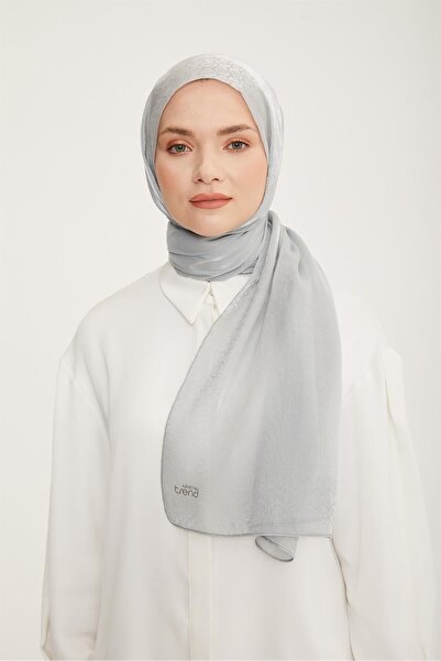 Armine Trend Açık Gümüş Düz Renk Pırıltı Şal 2 - 23018
