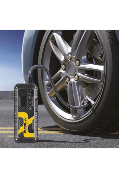 For-X Taşınabilir Şarjlı Jump Starter - X-12000A Akü Takviyesi + Lastik Şişirici + Powerbank +