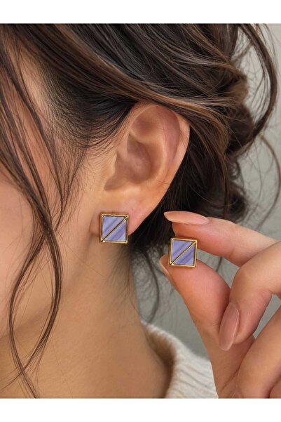 mz mazalinda Women's Square Gold Framed Geometric Earrings Steel Earrings Min...