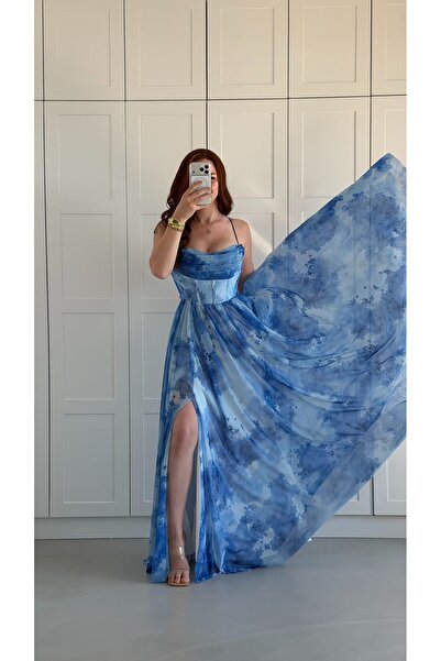 ayşenur Dinçer butik Şahmaran Mavi Büyülü Abiye