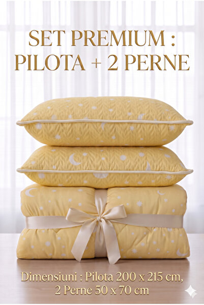 NufJoy Set Premium Pilota Matlasata dubla 200x215 cm + 2 Perne Matlasate 50x7...