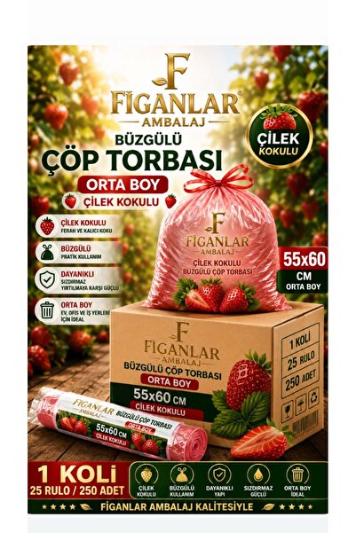 figanlar ambalaj 55x60 cm Sac de gunoi cu șnur cu parfum de căpșuni, dimensiu...