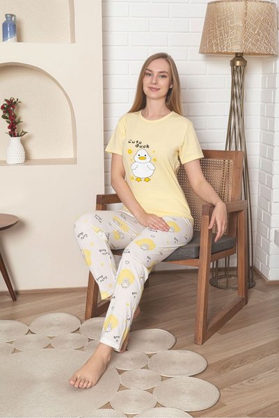 Rüyam pijama Short sleeve under arm long pajama set