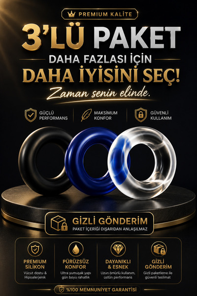 Love Rush Penis Halkası Silikon Süre Uza.tan Uya.rıcı Etki 3 Lü Set