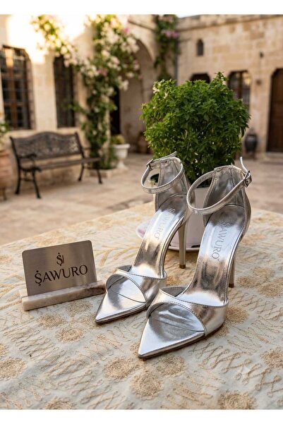ŞAWURO Evening Dress Wedding Shoes Ankle Strap Heel Height 9 cm