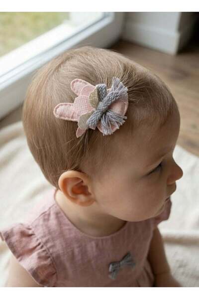 Toka Delisi Roza zečica sa cvetnim uzorkom, bez dlaka, kopča za kosu za bebe