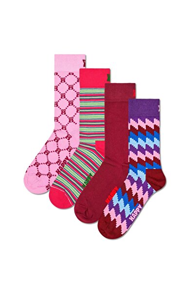 Happy Socks Unisex Socken, 4er-Pack - Grafik-Socken, Geschenkbox, Streifen, B...