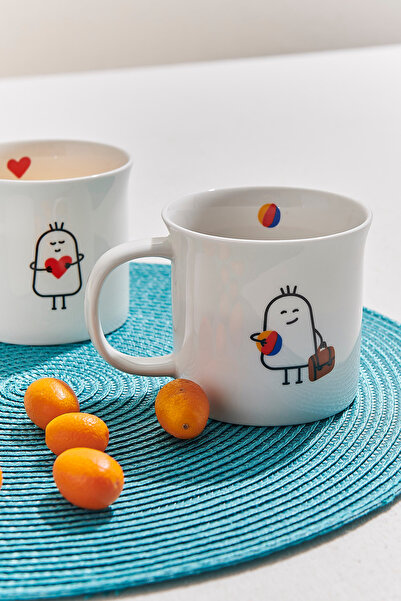Paşabahçe Travel Lover Porcelain Mug White, Stylish Design