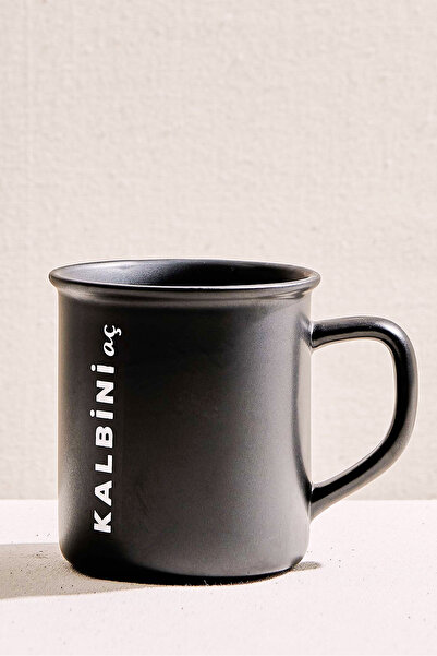 Paşabahçe "Open Your Heart" Black and White Ceramic Mug, Stylish Design