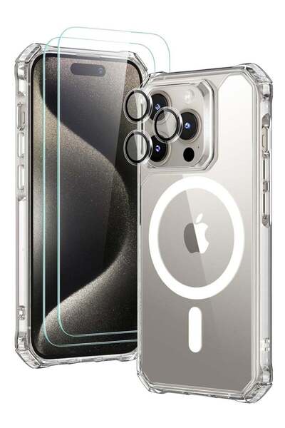 ELTRAZONE for iPhone 15 Pro Max Case, MagSafe, 2 Screen & 1 Camera Lens Prote...