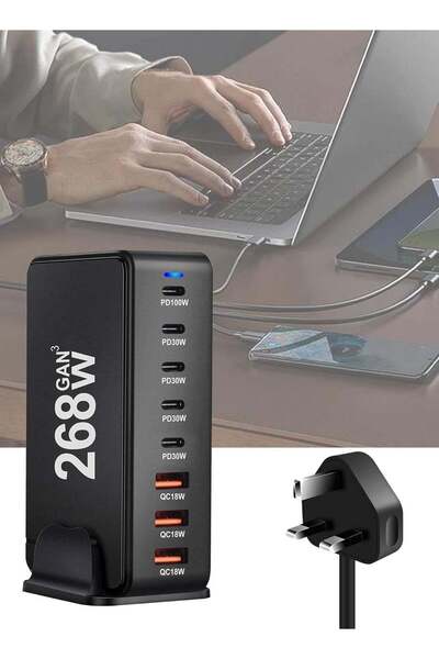 ELTRAZONE 268W USB-C Fast Charging Station 8-Port Desktop Charger for Laptops...