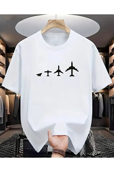 Panda Baskı Tekstil Airplane Printed Special Design Oversize Tshirt