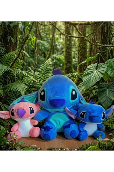 Online Stitch Ailesi tam 3 adet Anne stitch 35cm çocuk 20cm peluş oyuncak set