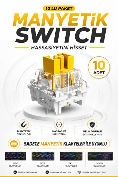 Ajazz Tüm Manyetik Switch Klavyeler İle Uyumlu 10’lu Paket Ekstra Manyetik Switch