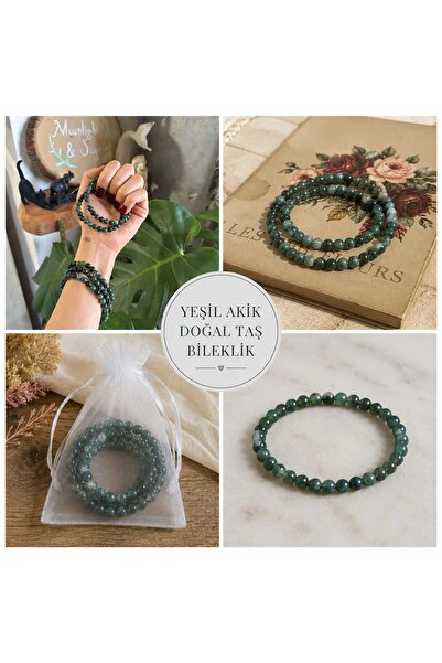 best bioenerji taş terapi Green Agate Natural Stone Bracelet 8 mm 18 cm |   C...
