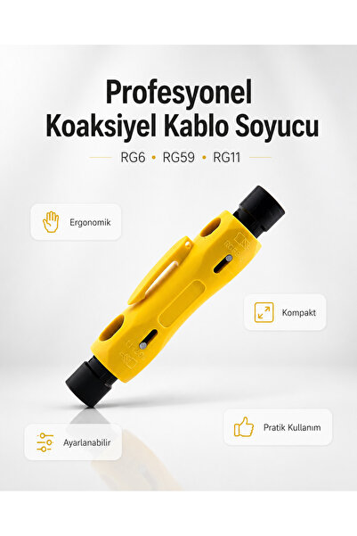 Derwell Profesyonel RG6 RG59 RG11 Koaksiyel Kablo Soyucu Sıyırıcı Aparat Çana...