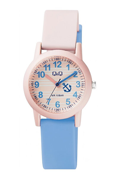 Q&Q Unisex Pembe Mavi Denizci Temalı 10 Atm Su Geçirmez Silikon Kordonlu Çocu...