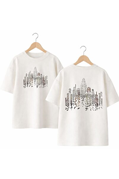 playwear Sky-High Tower Printed on the Back and Front Chest, 100% Cotton, Ove...