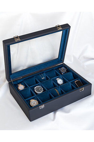 Shansora Design 15-Piece Premium Watch Box, Faux Leather Covered, Special Des...