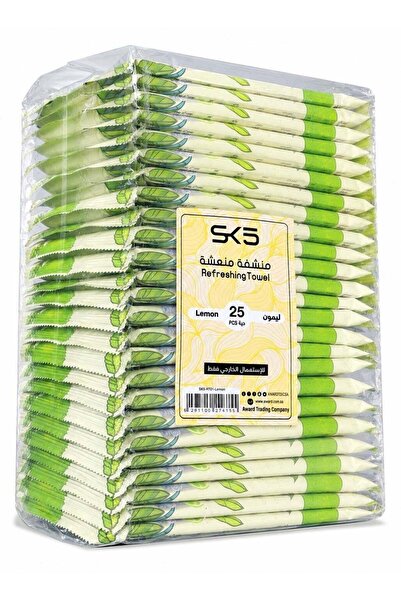 SK5 Refreshing Lemon Scent Wipes 25 Pieces – Individually Wrapped Wet Wipes f...
