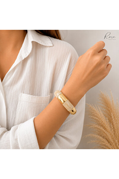 RoseCo00 Aura Gold Natural Stone Look Bracelet – Beige