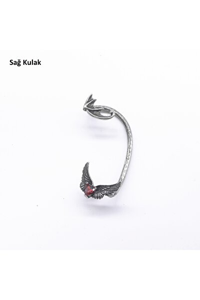Viking Kırmızı Zirkon Kalp Kanat Tasarım Çivi Model S+ Kalite 316L Paslanmaz ...