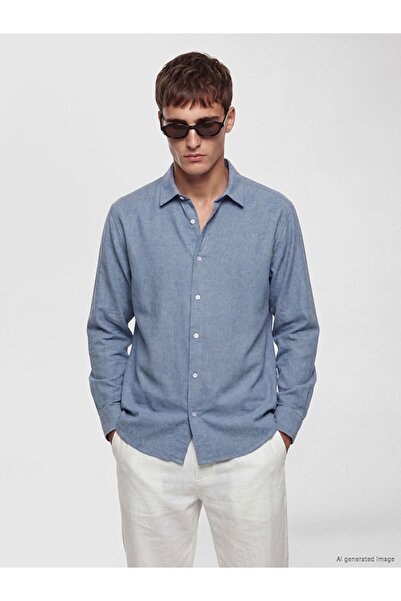 LC Waikiki Lcw Vision Blue Regular Fit Dobby Men's Shirt
