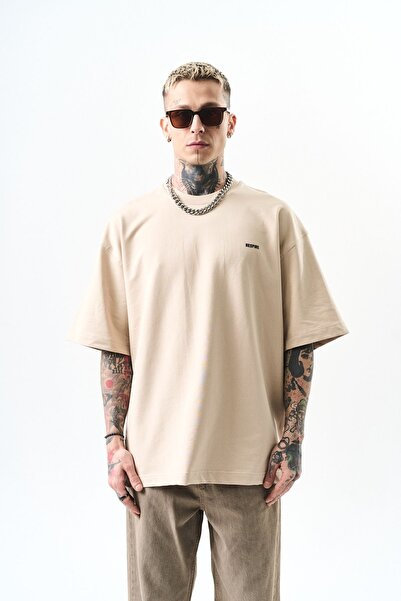 Respire Tricou supradimensionat cu imprimeu injectat, bej